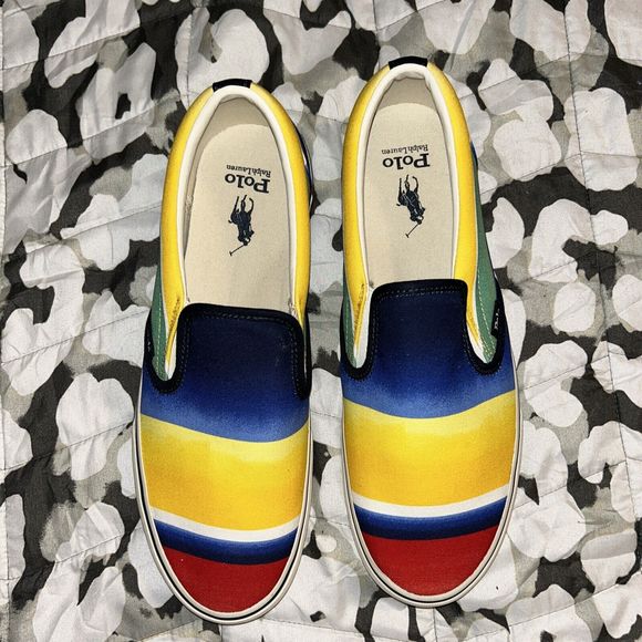 Polo Ralph Lauren Keaton Slip-On MEN'S Canvas Ombre Striped SIZE 11 NWOB - Picture 3 of 9